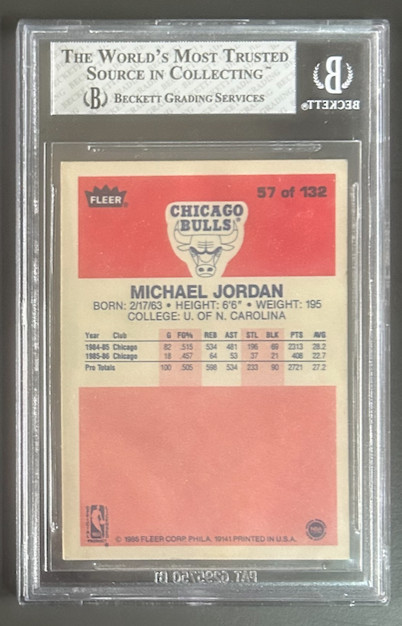 MICHAEL JORDAN 1986-87 FLEER Rookie BGS 5 view 2