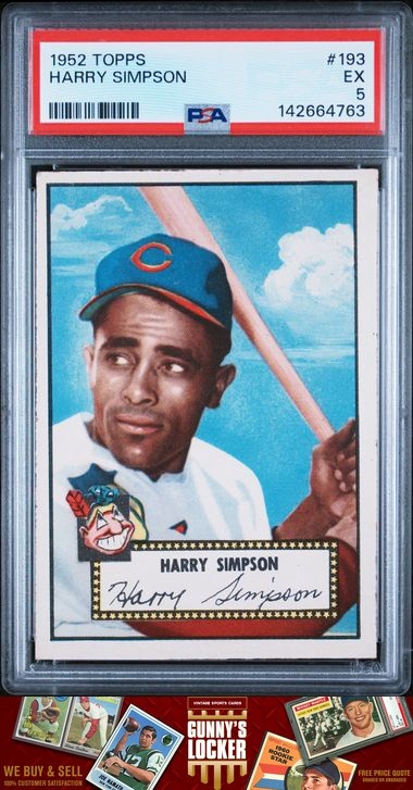 1952 Topps Harry Simpson 193 Cleveland Indians PSA 5 view 1