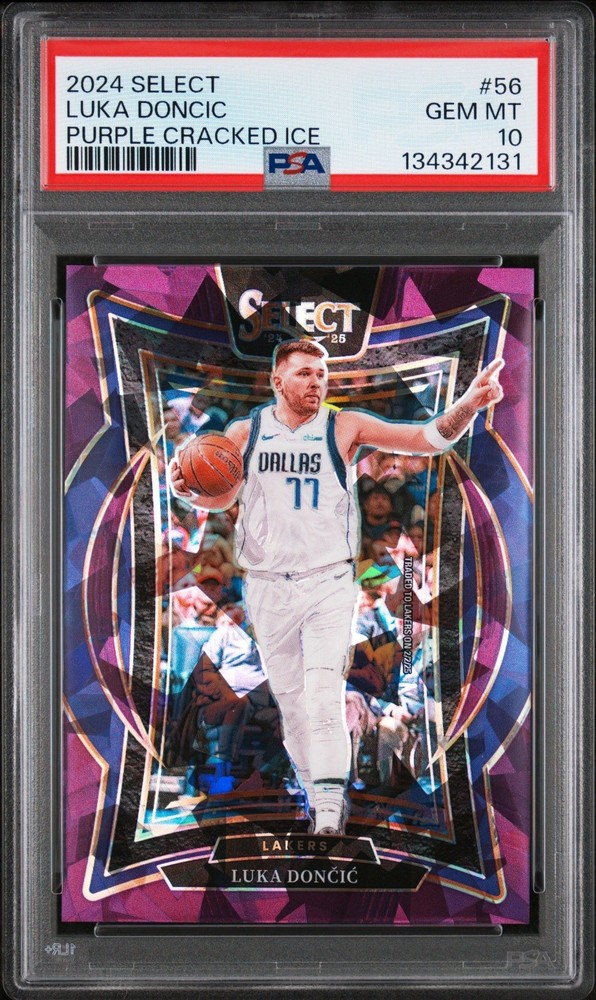 Luka Doncic 2024-25 Panini Select Purple Cracked Ice /99 PSA 10 Mavericks Lakers