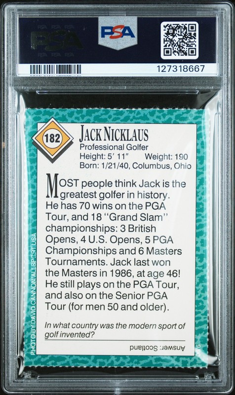 1990 S.I. For Kids #182 Jack Nicklaus PSA 8 LOW POP view 2