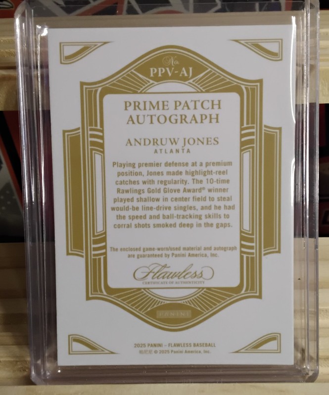 Flawless Baseball ATL Braves Andruw Jones Premium Patch Auto 5/25 AWESOME PATCH view 2