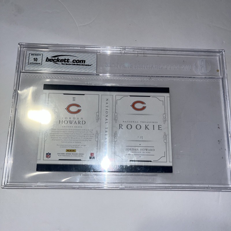 J796 JORDAN HOWARD RC AUTO LAUNDRY TAG 2016 NATIONAL TREASURES 1/5 BEARS #24 view 2