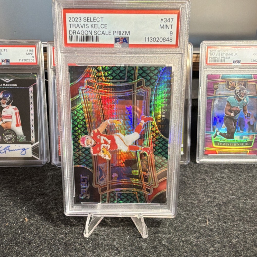 Panini 2023 Select Field Level Travis Kelce Chiefs Dragon Scale Prizm #347 /70