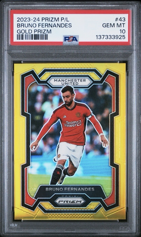 2023 Panini Prizm Premier League Gold Prizm Bruno Fernandes #43 /10 PSA 10