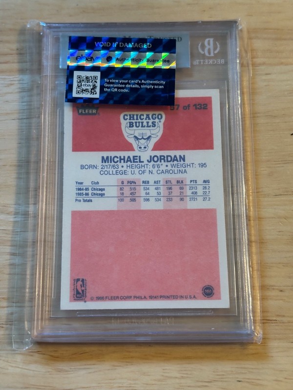 1986 Fleer Michael Jordan Rookie Card BGS 8!! view 2