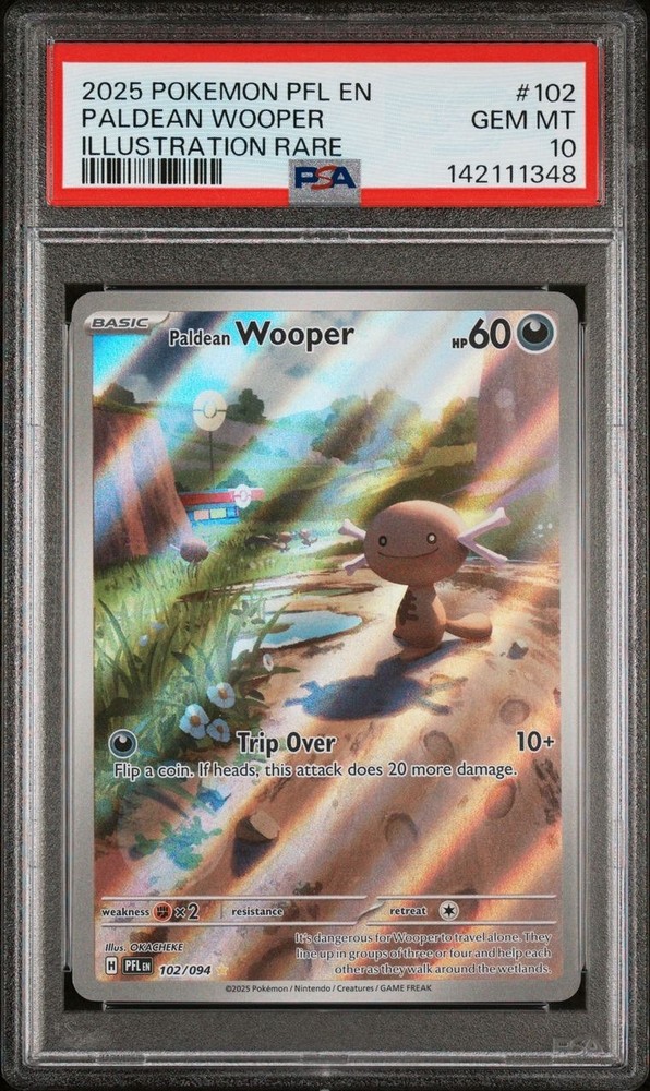 Pokemon Phantasmal Flames #102 Paldean Wooper Illustration Rare PSA 10 GEM MINT!