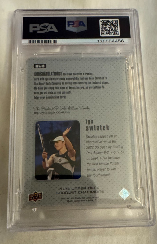 2023 Goodwin Champions Iga Swiatek Game Jersey PSA 9 view 2
