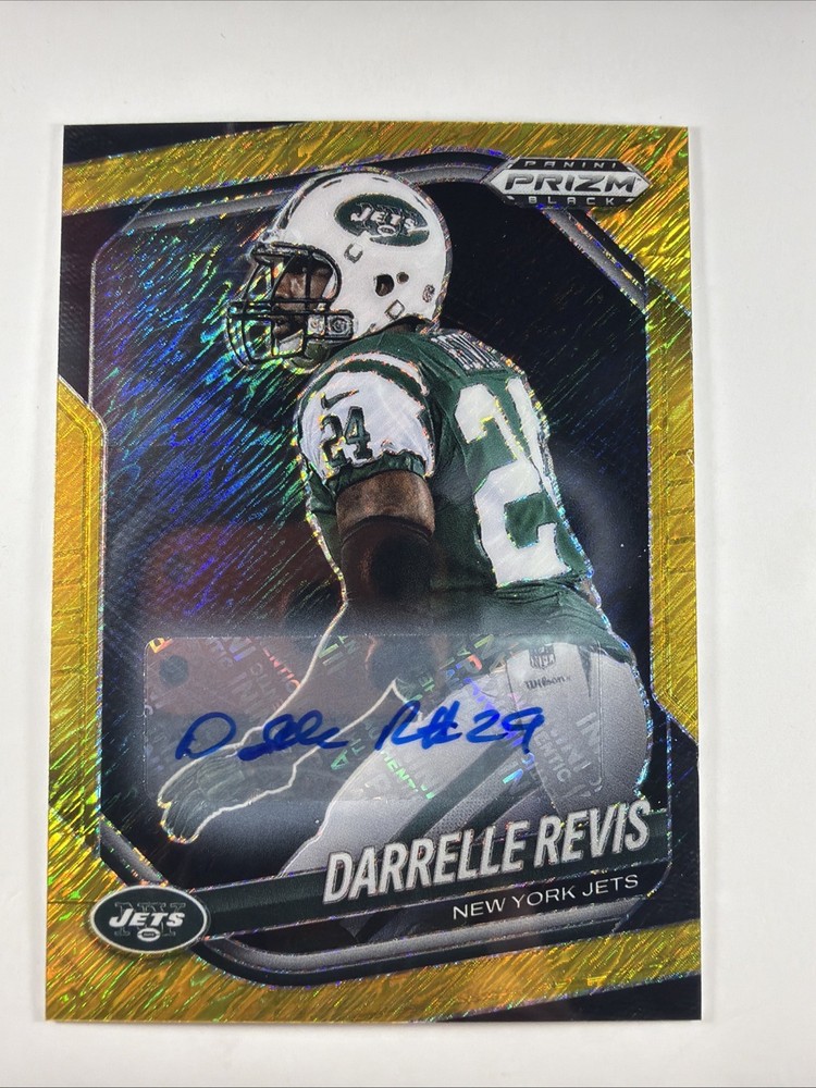 2025 Panini Prizm Black Football #105 Darrelle Revis Gold Shimmer FOTL /10 Auto