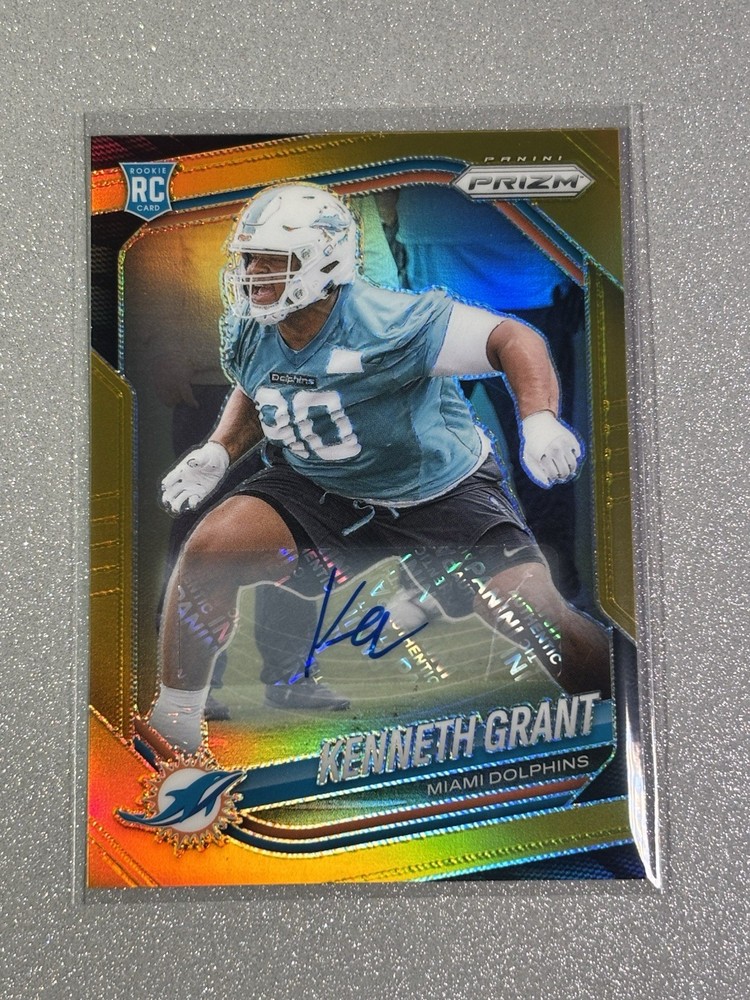 2025 Panini Prizm Kenneth Grant Gold  /10 Rookie Auto #374 Dolphins True Gold