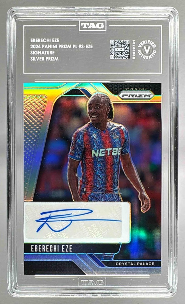 Eberechi Eze 2024 Panini Prizm Premier League Silver Auto 46/99 Tag Authentic