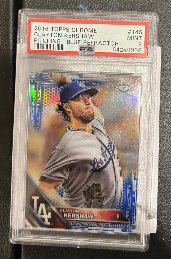 2016 Topps Chrome Blue Refactor Clayton Kershaw PSA 9