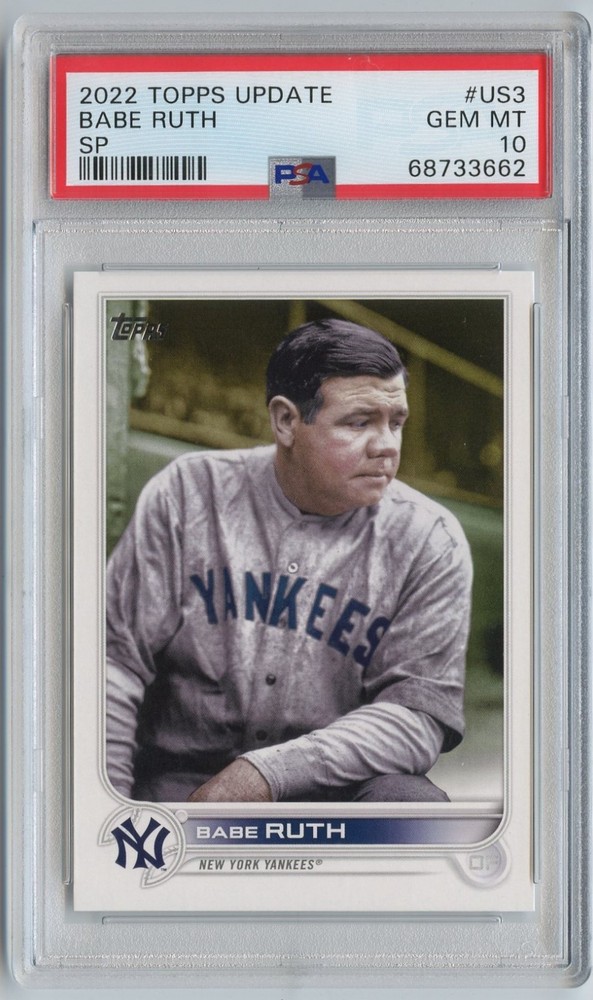 BABE RUTH 2022 TOPPS UPDATE SP IMAGE #US3 BABE RUTH PSA 10 GEM 💎 MINT HOF