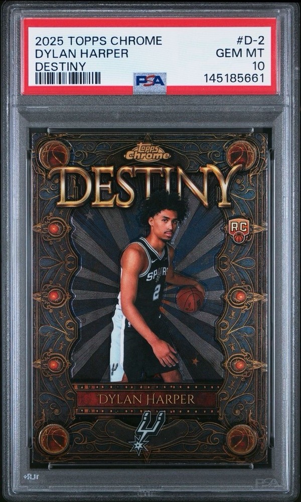 2025 Topps Chrome Basketball # D-2 Dylan Harper Destiny PSA 10 Card GEM MINT!
