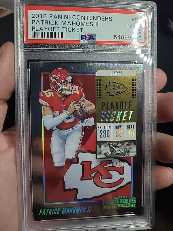 2018 Panini Contenders Playoff Ticket /175 Patrick Mahomes II #51 - PSA 9 view 2