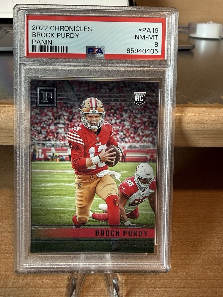 2022 Panini Chronicles Panini Football Brock Purdy 49ers RC Card #PA-19 PSA 8