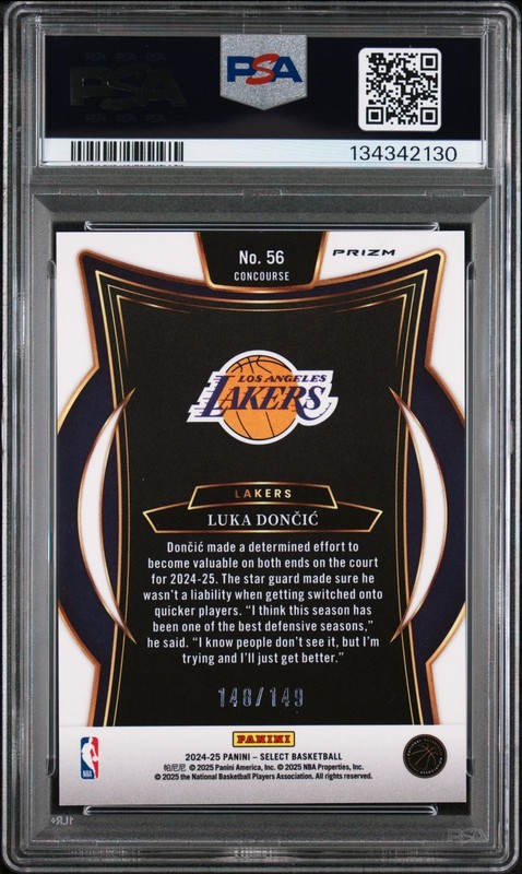 Luka Doncic 2024-25 Panini Select White Scope Prizm #56 PSA 8 /149 view 2