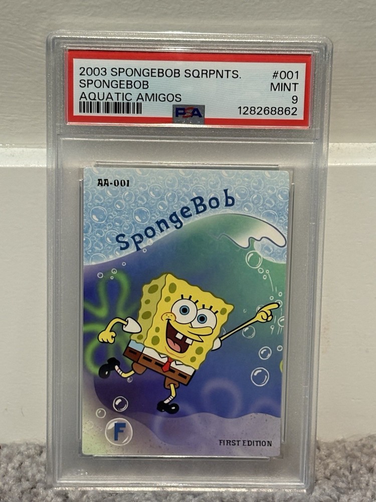 Spongebob Rookie Card - 2003 Spongebob Squarepants Aquatic Amigos #001 - PSA 9