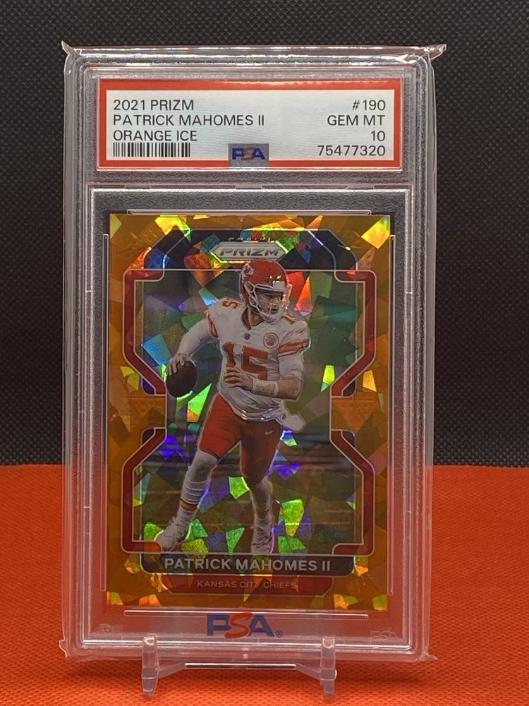 PSA 10 - 2021 Prizm #190 Patrick Mahomes ll -Orange Ice- 2 time Super Bowl MVP