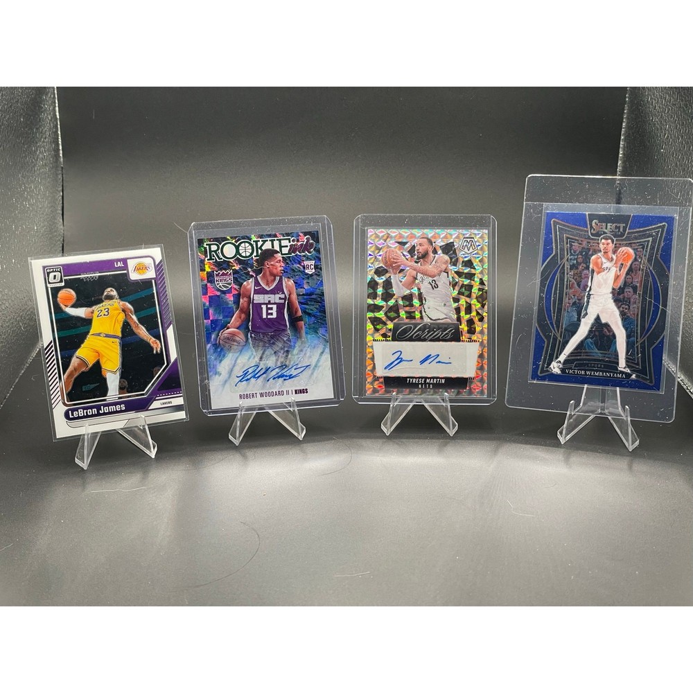 Victor Wembanyama 2025 Select Blue Prizm #9 + LeBron James Optic Purple Auto Lot