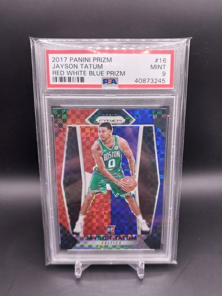 2017-18 Panini Prizm Jayson Tatum Red White Blue Rookie #16 RC PSA 9 Celtics