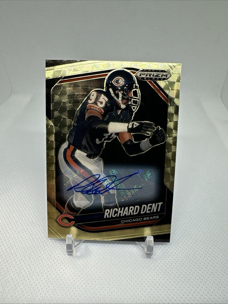 2025 Prizm Black Richard Dent Gold Vinyl Auto 5/5 Bookend!! BEARS SSP 🔥