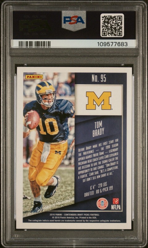 Tom Brady Auto PSA 10 AUTO 10 2016 Contenders Draft Picks #95 SP POP 2 view 2
