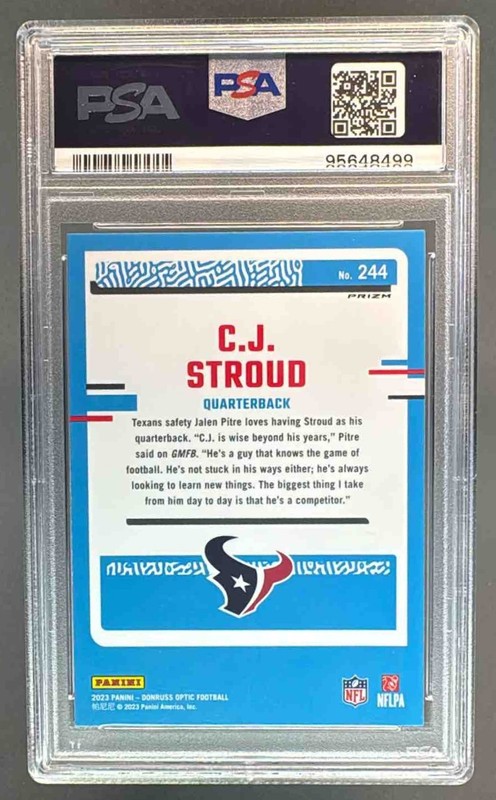 C.J. Stroud 2023 Panini Donruss Optic #244 Holo Prizm RC Rated Rookie PSA 10 view 2