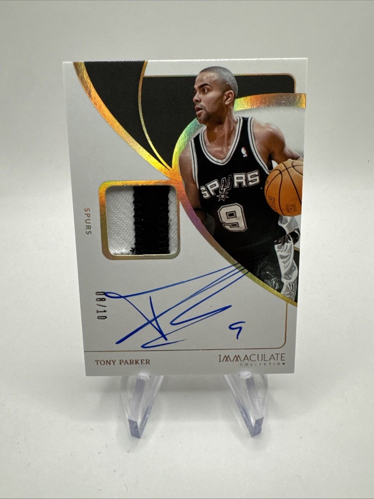 Tony Parker 2023-24 Panini Immaculate Patch Auto Gold #/10 San Antonio Spurs