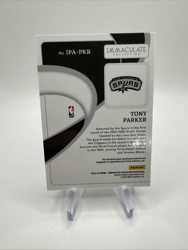 Tony Parker 2023-24 Panini Immaculate Patch Auto Gold #/10 San Antonio Spurs view 2