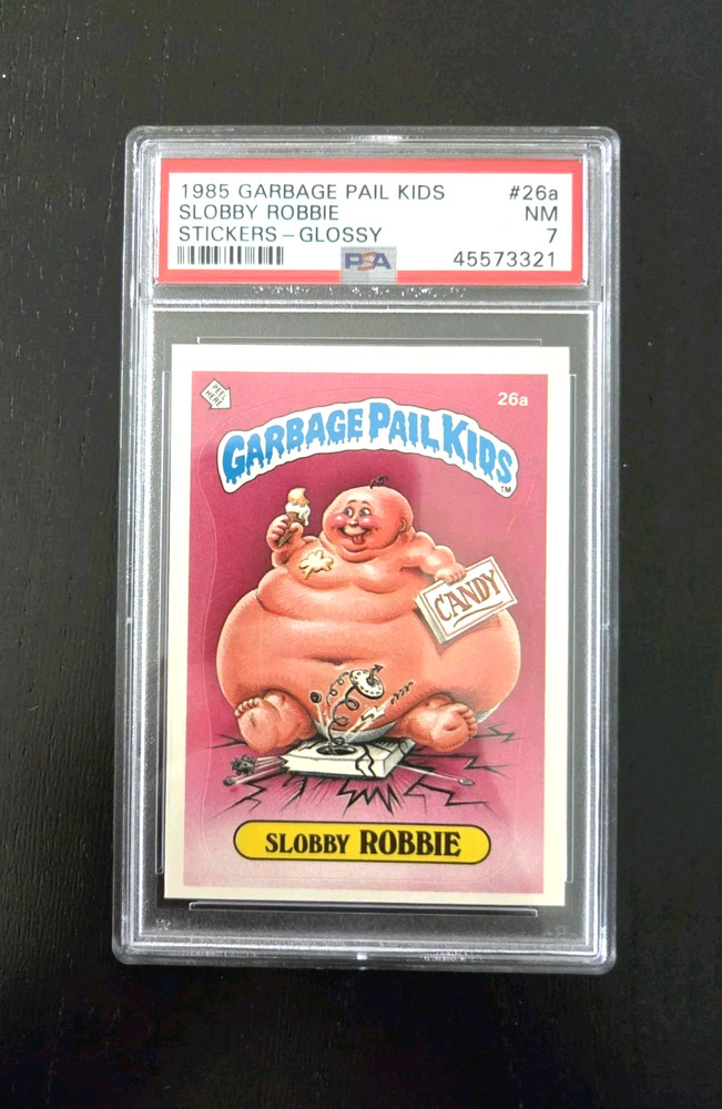 1985 GARBAGE PAIL KIDS STICKERS #26A SLOBBY ROBBIE PSA 7 GLOSSY OS1 SERIES 1