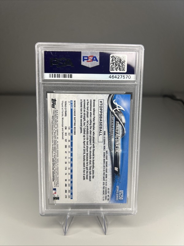 2018 Topps Update Ronald Acuna Jr. Rookie #US250 PSA 9 Blue Jersey Braves view 2
