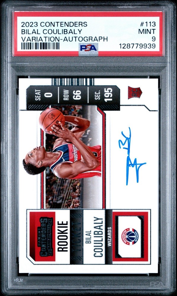Bilal Coulibaly 2023 Panini Contenders Auto Variation PSA 9 MINT Wizards RC