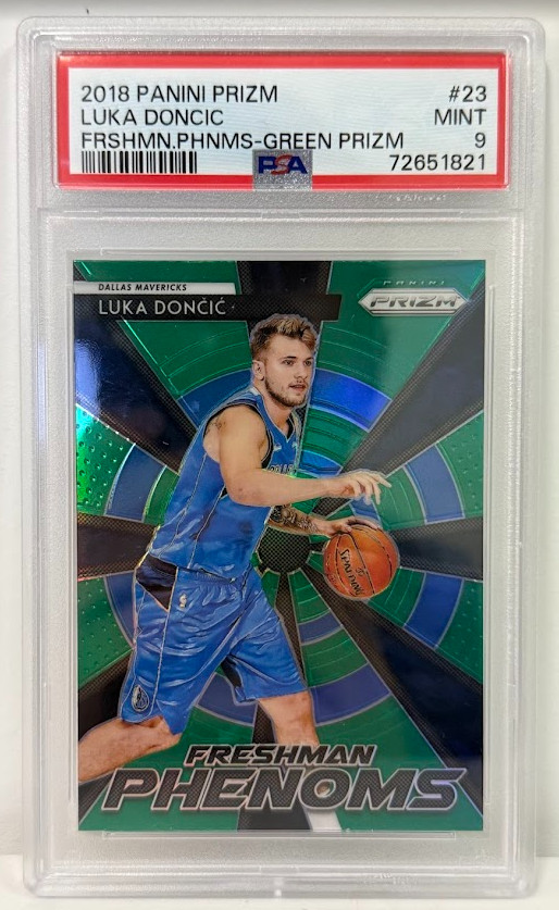 2018-19 Prizm Freshman Phenoms Green Prizm Luka Doncic #23 RC PSA 9