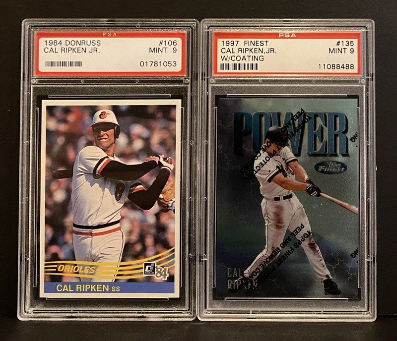 1984 Donruss Cal Ripken #106 PSA 9/1997 Finest W/Coating Cal Ripken #134 PSA 9 view 2
