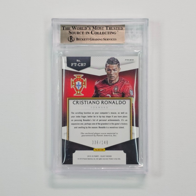 2015 Select Cristiano Ronaldo First Team Swatches Orange Prizm /149 BGS 9.5 view 2