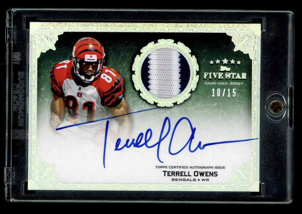 2010 Topps Five Star Terrell Owens Game Used Prime Patch Auto Rainbow Holo /15