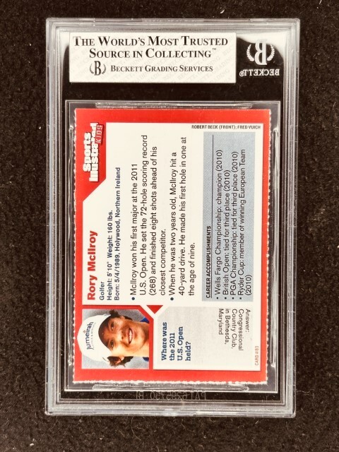 Rory McIlroy 2011 Sports Illustrated for Kids SI golf Rookie Card RC BGS 7 NrMt view 2