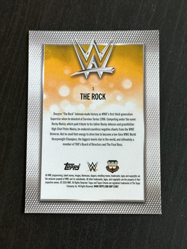 2026 Topps Chrome WWE The Rock Dwayne Johnson Rocky Maivia Base Card #1 view 2