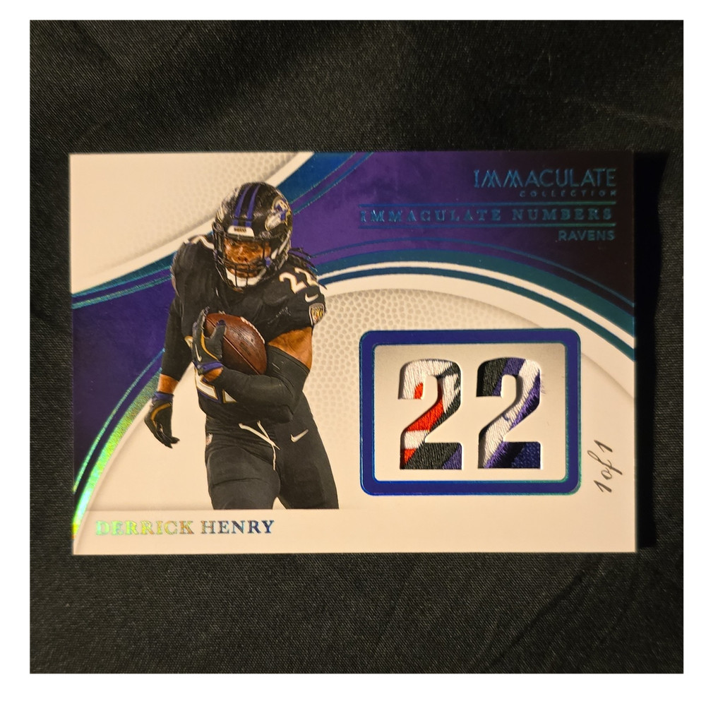 2025 1/1 Panini Immaculate Numbers Memorabilia Derrick Henry #INM-DHY Ravens NFL