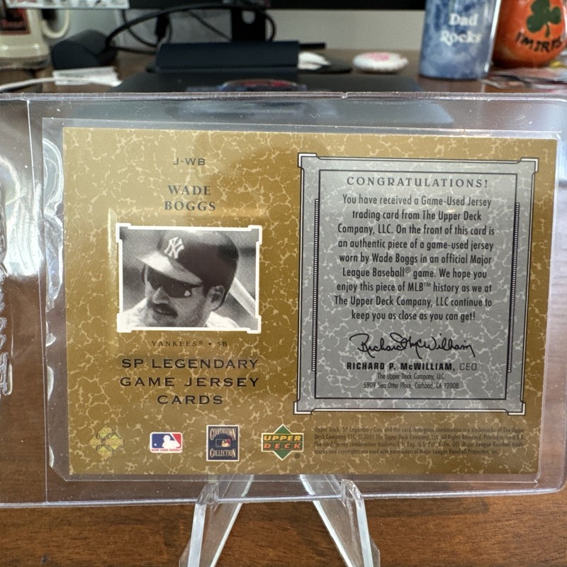 Wade Boggs Game Used Jersey Card J-WB Upper Deck view 2