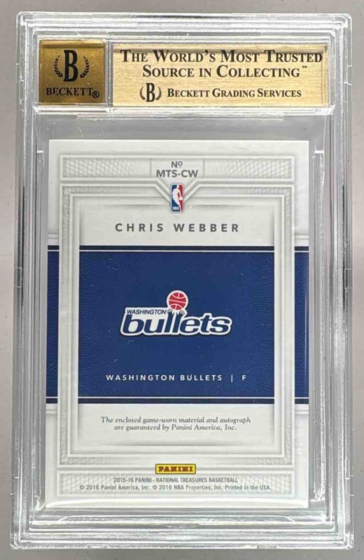 Chris Webber 2015 National Treasures #MTS-CW Patch Auto 17/77 BGS 9.5/10 view 2