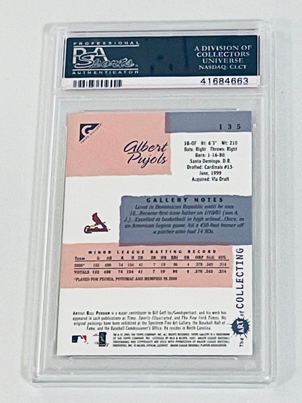 2001 Topps Gallery #135 Albert Pujols RC PSA 10 Gem Mint view 2