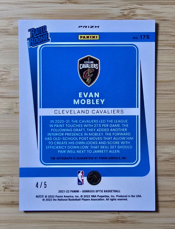 21-22 Optic EVAN MOBLEY Rated Rookie Green On Card Auto Jersey # 4/5 eBay 1 /1 view 2