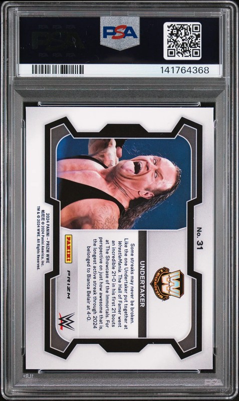 2024 Panini Prizm WWE Undertaker #31 Under Card Undercard Disco PSA 10 POP 4 view 2