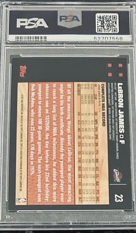 2007 Topps LeBron James PSA 8 NM-MT #23 50th Anniversary Cleaveland Cavaliers view 2