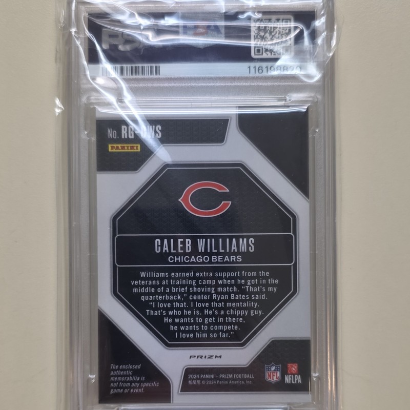 Panini 2024 Prizm Caleb Williams Rookie Gear Memorabilia #RG-CWS PSA 9 Bears view 2