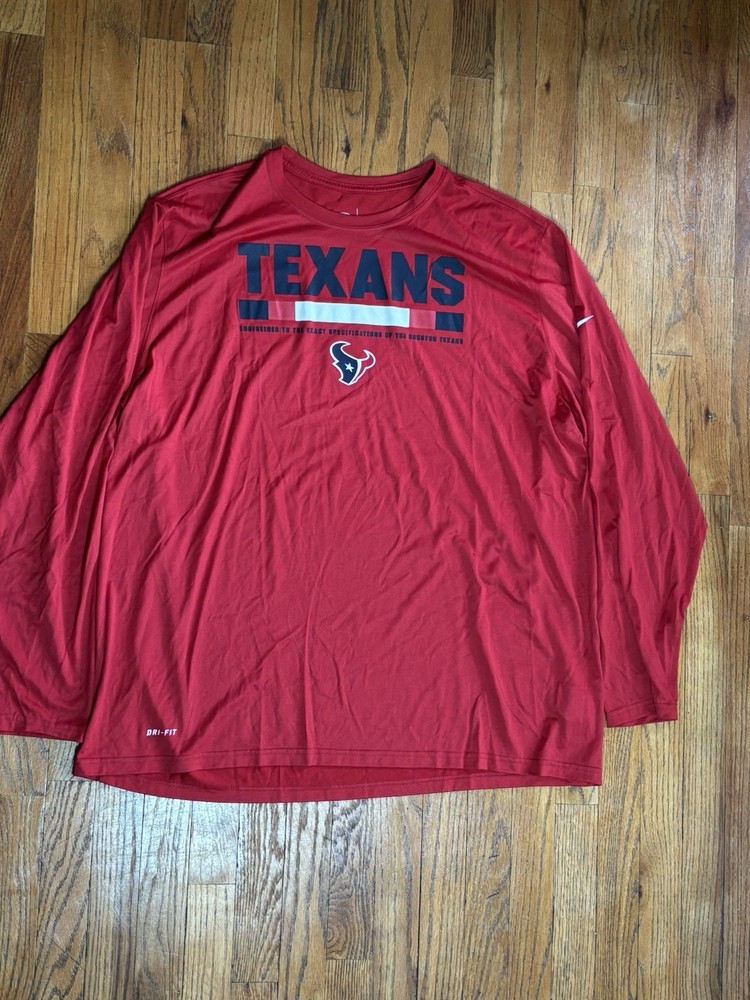 Houston Texans NFL Football Nike Long Sleeve Shirt Logo Mens 3XL Red Navy White