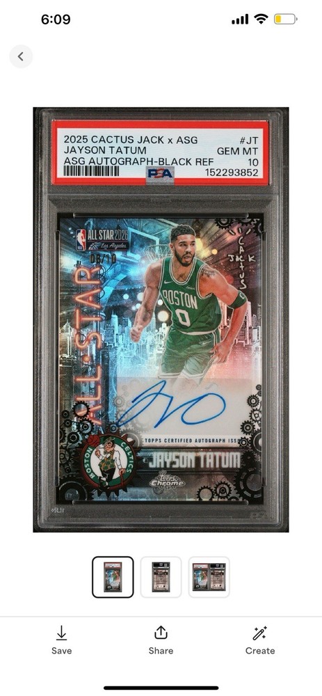 2025 TOPPS CHROME CACTUS JACK x NBA ALL-STAR Jayson Tatum 8/25 AUTO PSA 10 🍀