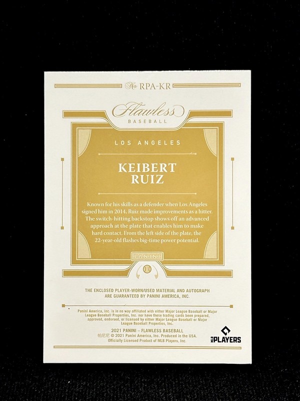 Kiebert Ruiz 2021 Flawless Emerald Dual Patch Auto /5 SSP *Game Worn* view 2