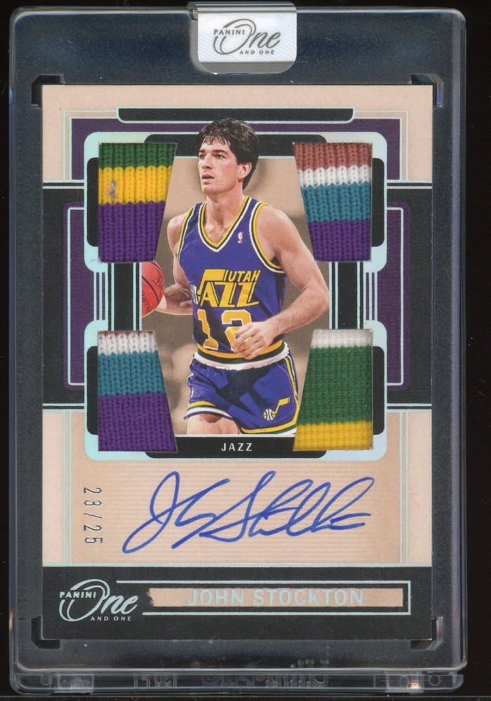 #/25 John Stockton 2024-25 One & One Quad Patch GAME USED AUTO SEALED !!